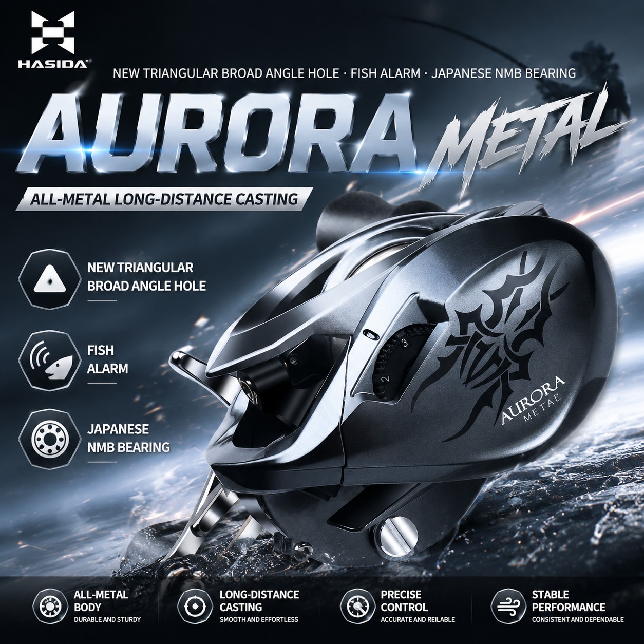 HASIDA Metal Rotor Aurora Bait - Abu Garcia Reel Max recensie en prijs